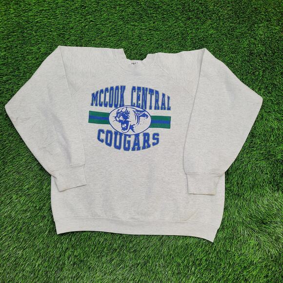 Vintage McCook Central Cougars Sweatshirt Women XL 22x22 Boxy - Picture 1 of 14